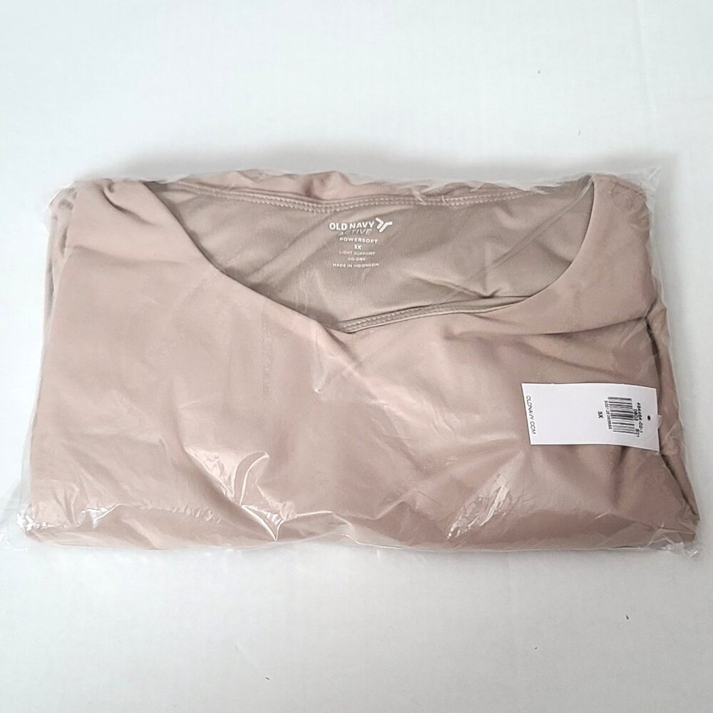 Old Navy PowerSoft Cap Sleeve Crop Support Top 4X Savanna Grass Beige NWT - Picture 7 of 8